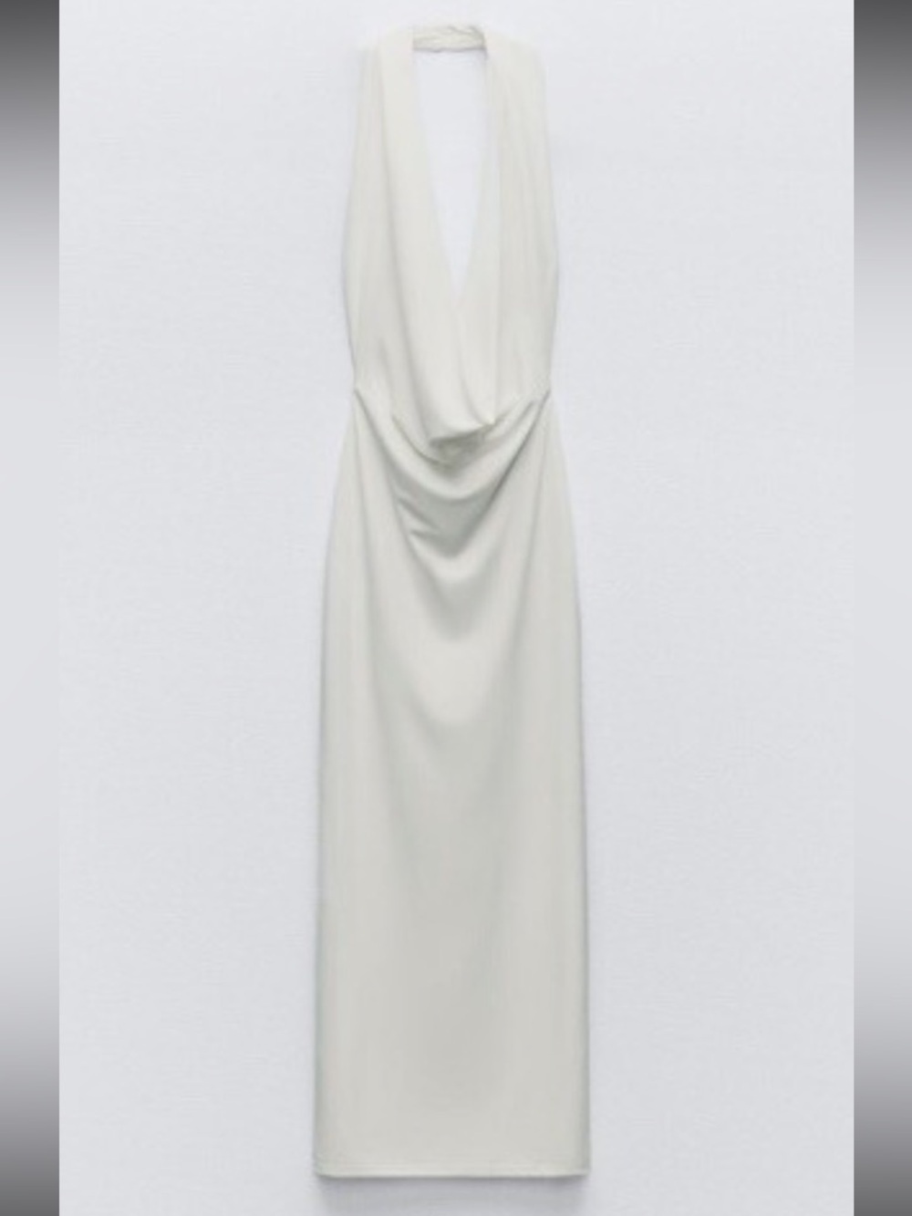 Zara Draped White Halter Maxi Dress - Picture 2 of 7
